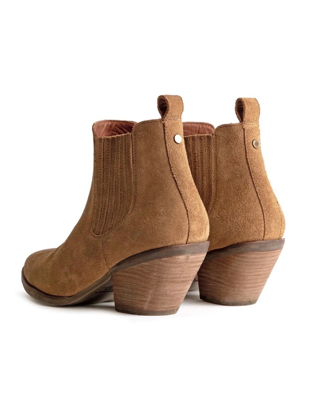 Patina Portland Leather Dakota Tan Suede Ankle Boots Booties Size 6.5 - Picture 2 of 12